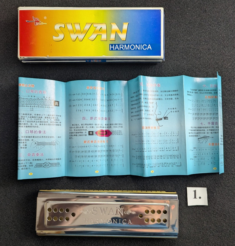 Swan Hohner Harmonica 24/28 two sided G/C plastic comb 96 notes