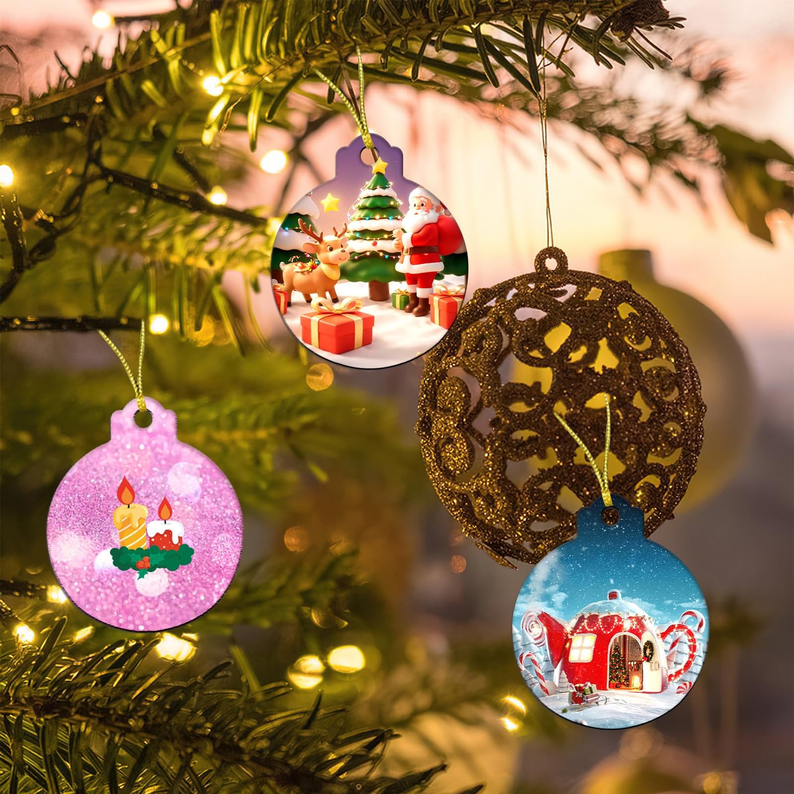 4PCS Round Silicone Ornament Molds with Hanger Holes for Resin Epoxy Christ