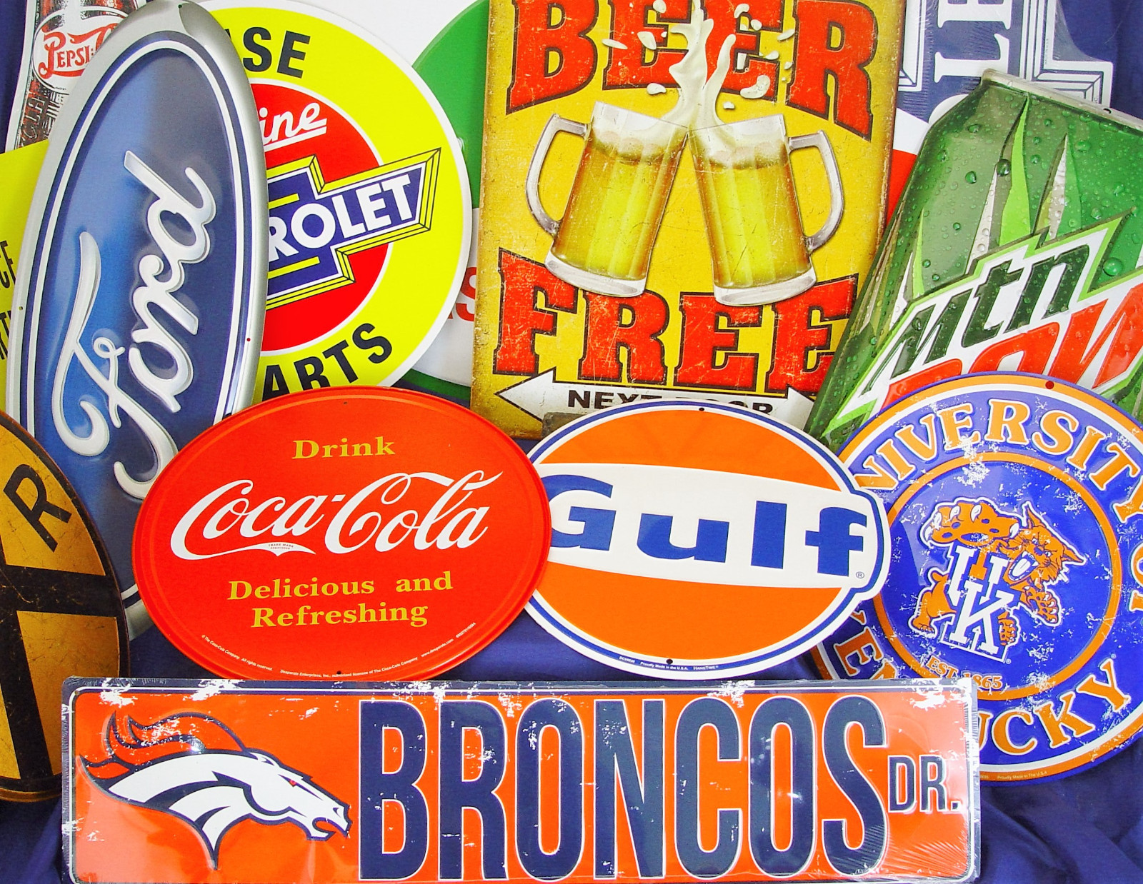 Ford Blue 20" Oval Logo Metal Tin Sign Car Vintage Auto Emblem Garage Man Cave