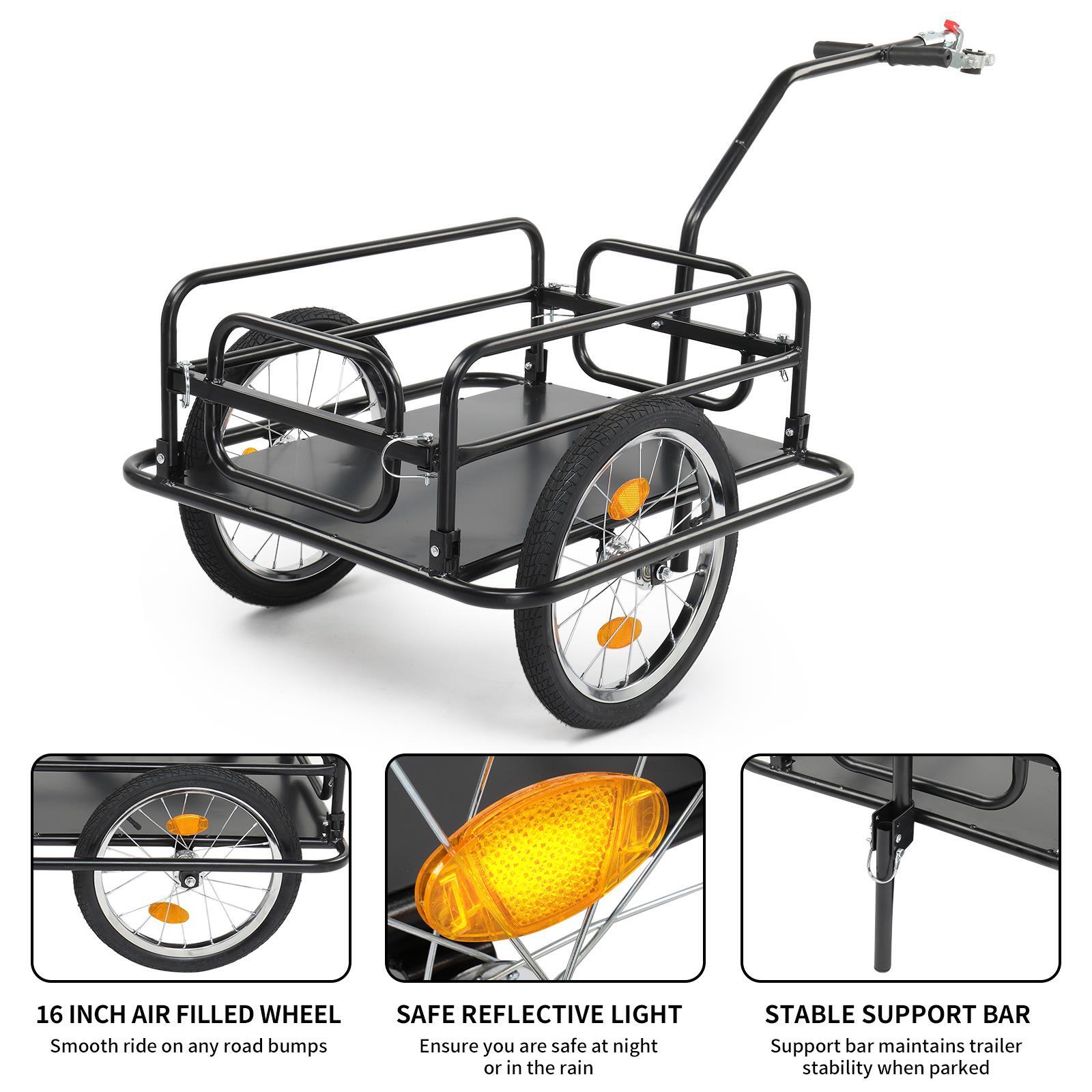 Bike Cargo Trailer, Foldable Bicycle Trailer, Luggage Wagon w/ Universal Hitch