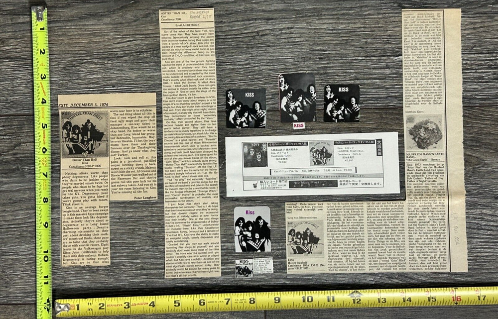 KISS Ad Advert Clippings Hotter Than Hell Album 1974 9pc Lot Vintage Kiss Aucoin