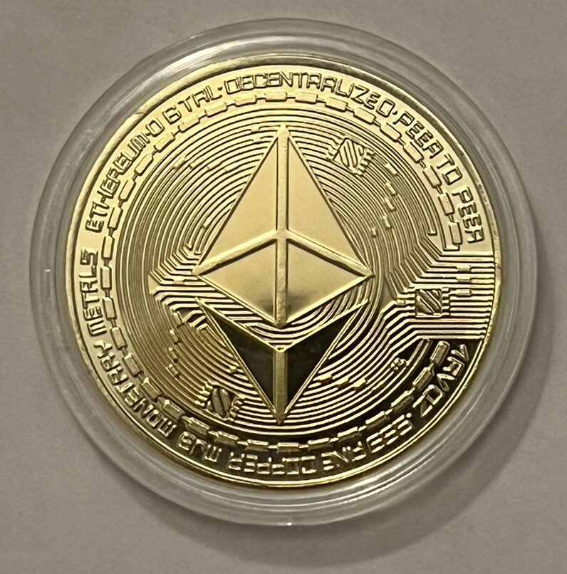 Crypto ETH Ethereum Gold Tone Coin Token