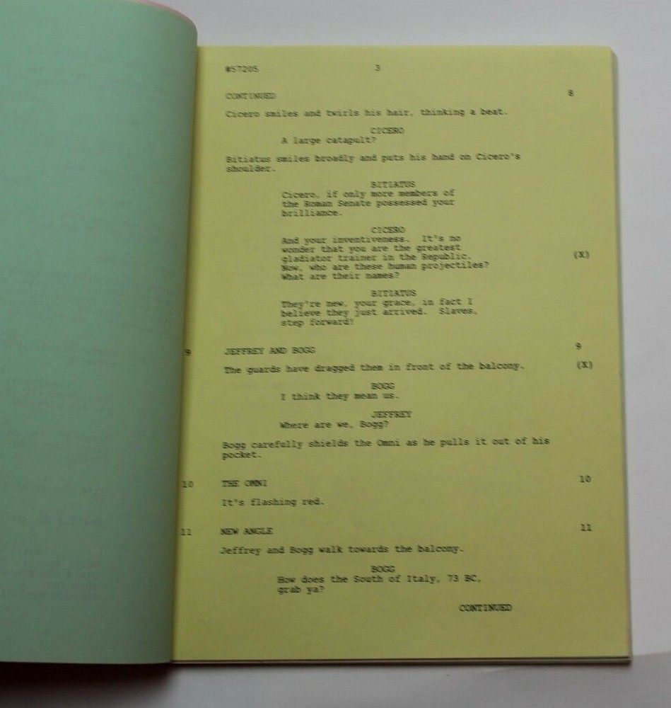 VOYAGERS! / Nick Thiel 1982 Script "Created Equal" ancient Rome save Spartacus