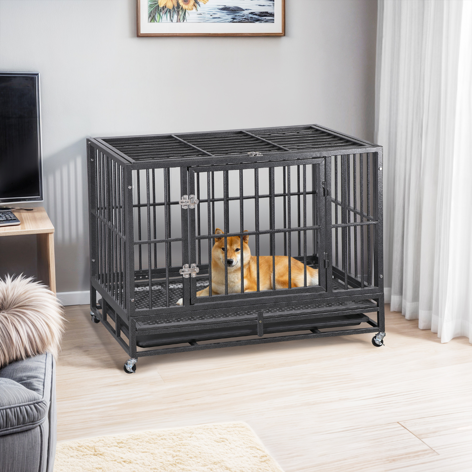 Dog Crate for Medium and Large Dog Heavy Duty Dog Cage Kennel Indoor/Outdoor