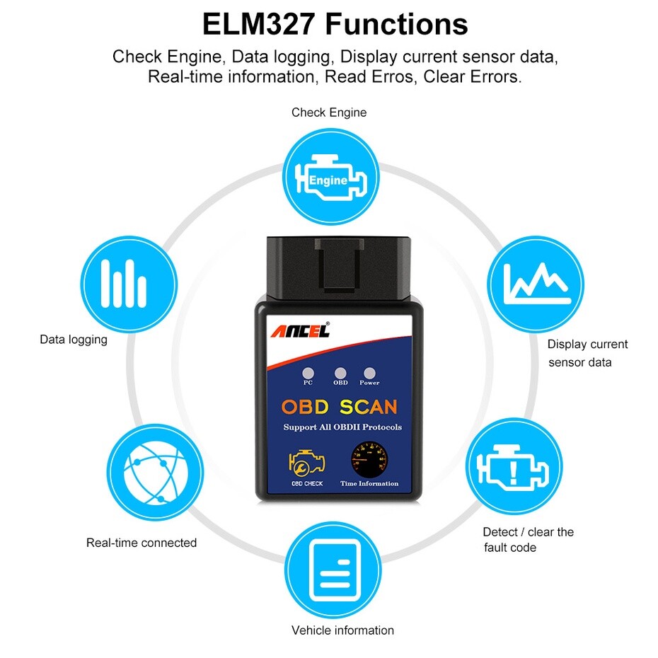 ELM327 for Android OBD2 Code Reader Bluetooth Auto Diagnostic Tool OBDII Scanner