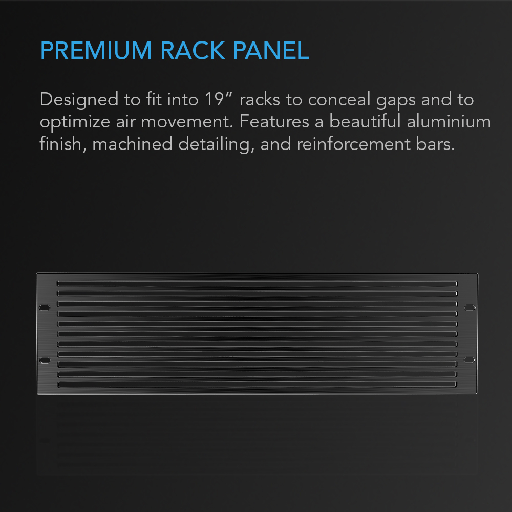 Rack Panel Accessory Vented 3U Space for 19” Rackmount, Premium Black Aluminum