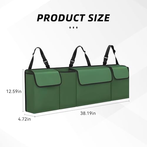 Adjustable Green Car Trunk Organizer with Backseat Storage - Large Storage