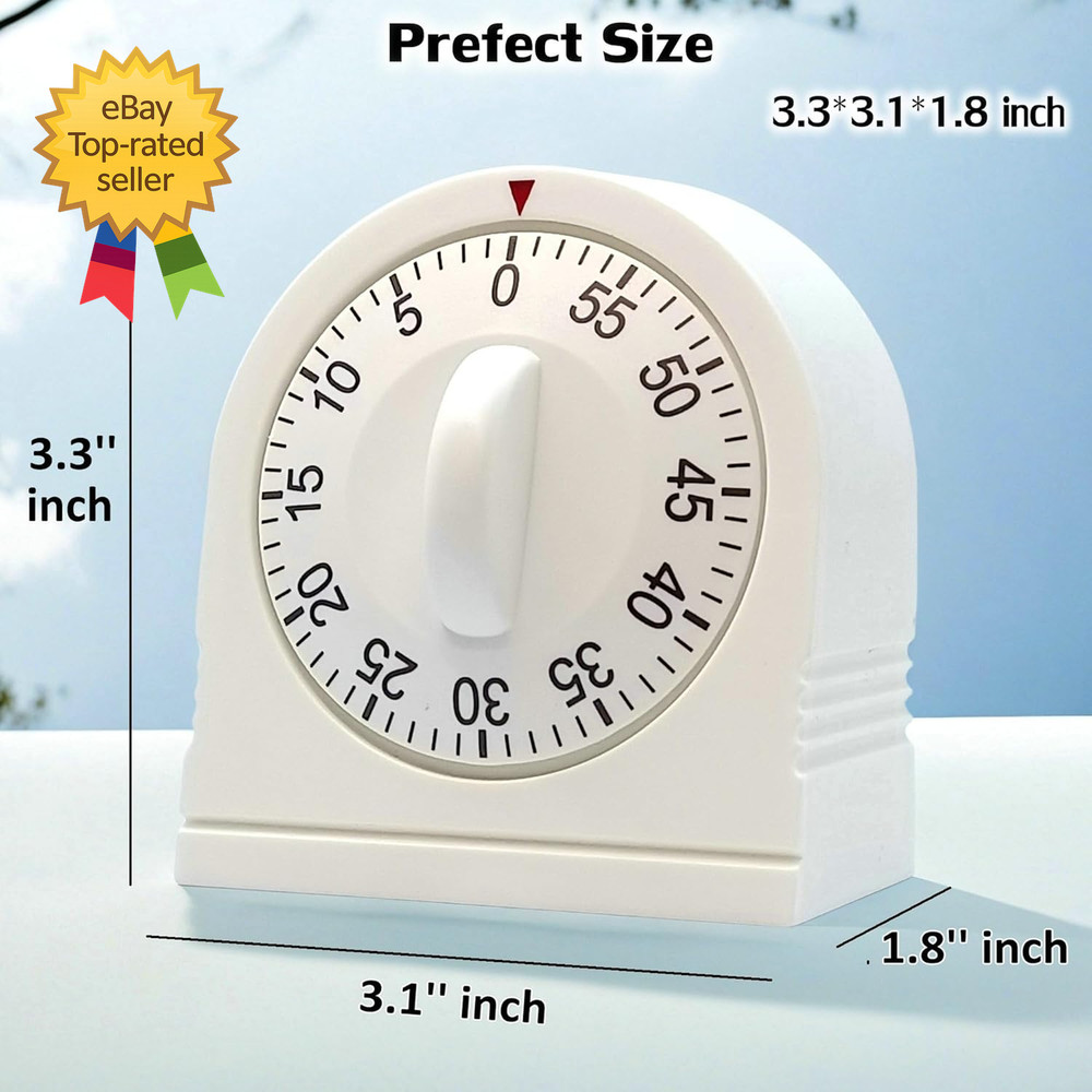60 Minute Wind up Timer Visual Mechanical Timer with Loud Alarm Manual Countdown