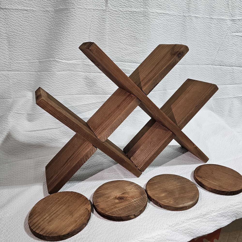 Wine Rack With Coasters Real Wood Rustic Design New