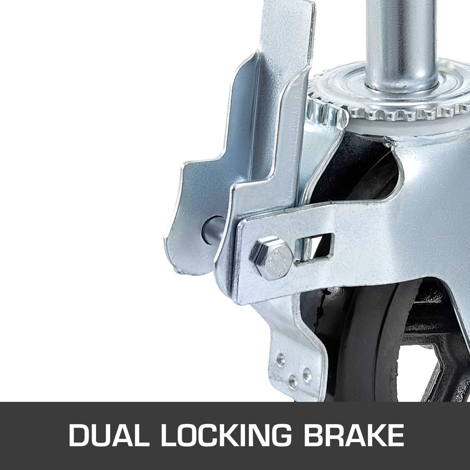 4PCS Scaffolding Caster 8" x 2" Black Wheels w/ Locking Brakes 1-3/8" 4400LBS