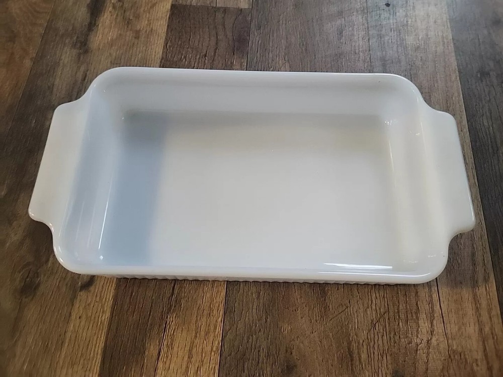 1 FIRE-KING 1.5 Quart Rectangular White Milk Glass 6" X 12" Baking Dish