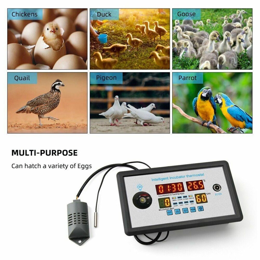 Automatic Digital Temperature Humidity Egg Turning Control Incubator Thermostay9