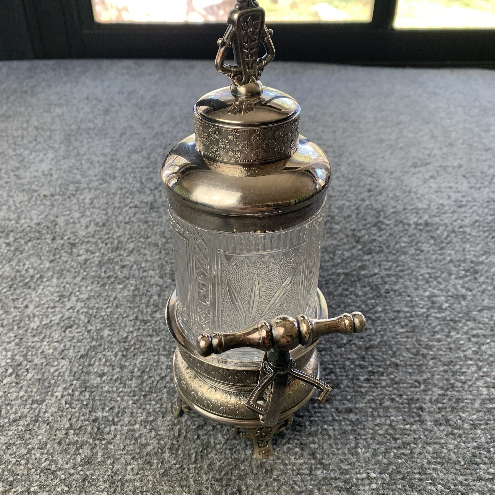 Antique Pairpoint Silver Plate Pickle Castor Clear Glass Marked 629 4913-z