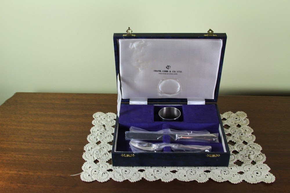 Silver Child-Set Boxed : Spoon, Fork & Serviette Ring
