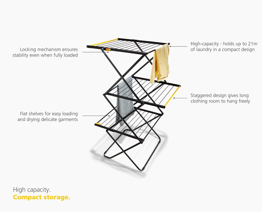 Airframe Max Clothes Drying Rack with Long Garment Hanging Rails