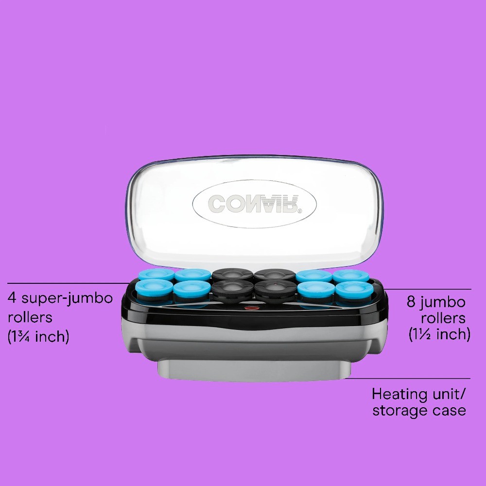 Custom Curls & Waves Rollers, 12 Multi-Size Ceramic Rollers with Clips