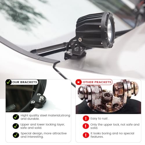 Ditch Light Brackets Hood Mount - 2PCS Universal Universal Ditch Light Brackets
