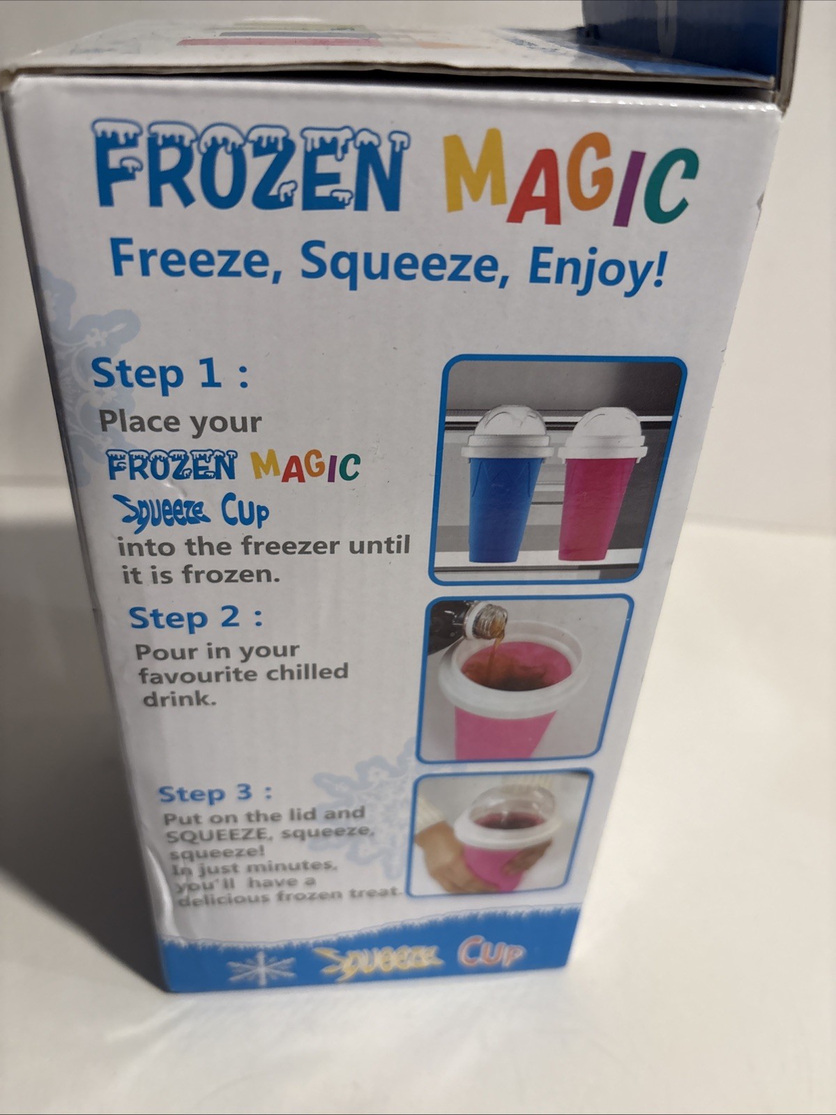 FROZEN MAGIC Squeeze Cup, Blue - Easy To Make, No Mess - New - Free Shipping