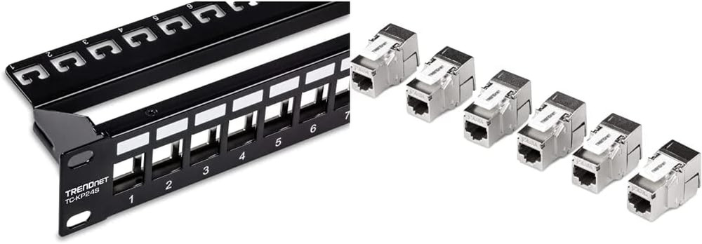 BUNDLE:  24-Port Blank Keystone Shielded 1U Patch Panel TC-KP24S +  Shielded Cat