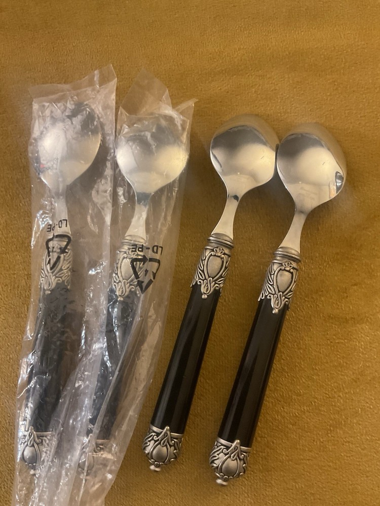 (4) TEASPOONS Home Essential RENAISSANCE BLACK
