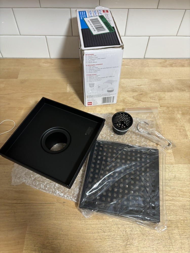 Oatey Designline Shower Drain w/ Square Pattern Drain 6"x6" MISSING ONE PART