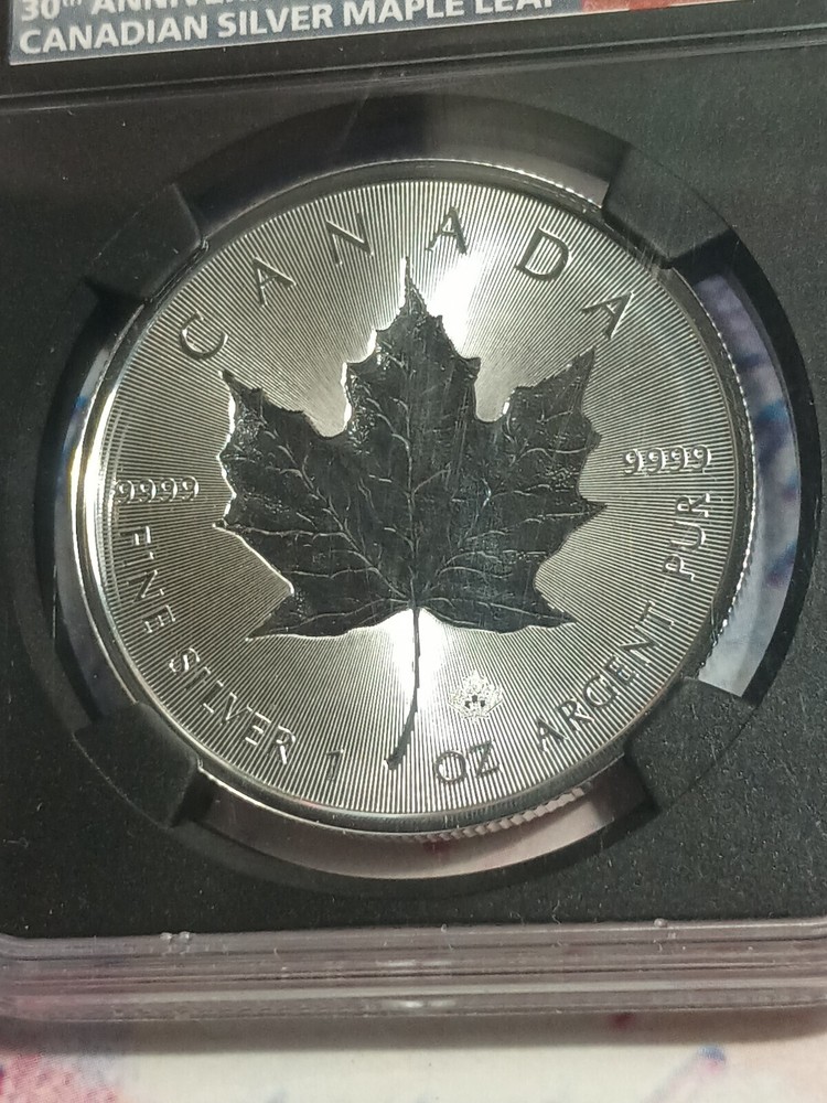 🍁2018 CANADA S$5 MAPLE LEAF INCUSE DESIGN FIRST DAY ISSUE 30TH ANNIVERSARY MS70