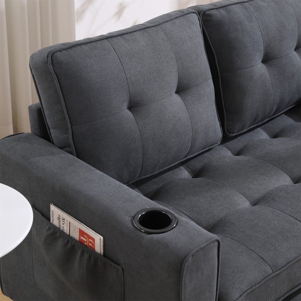 Convertible Sofa Bed Loveseat Futon Sofa Couch with Pull Out Bed Dark Gray