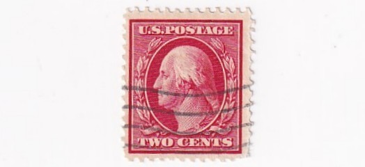 STAMP US SCOTT 375 "Washington" 2 CENT 1910 USED WAVE CANCEL - R