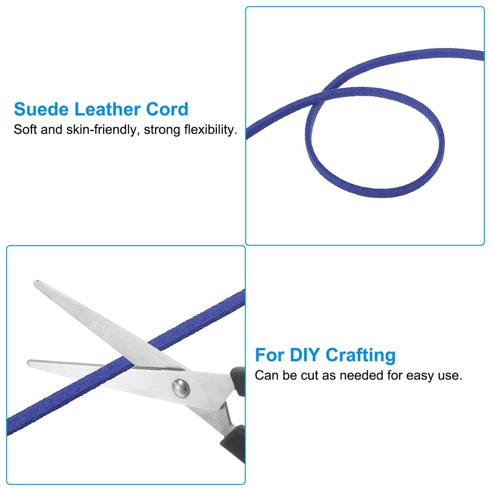 Suede Lanyard String with Roll Spool 98Yard, Flat Microfiber Cord, Sapphire Blue