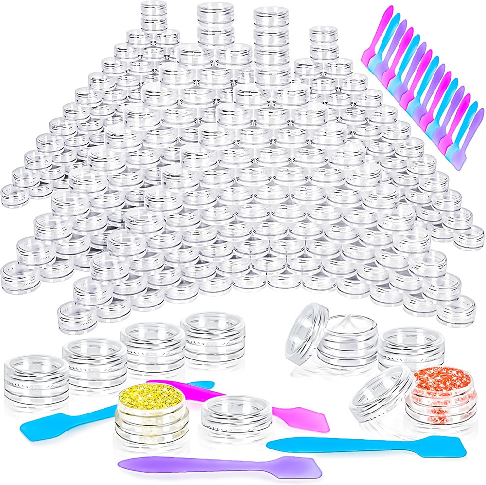 Motbach 100 Pcs 3G Empty Plastic Containers with Lids,Tiny Makeup Sample Contain