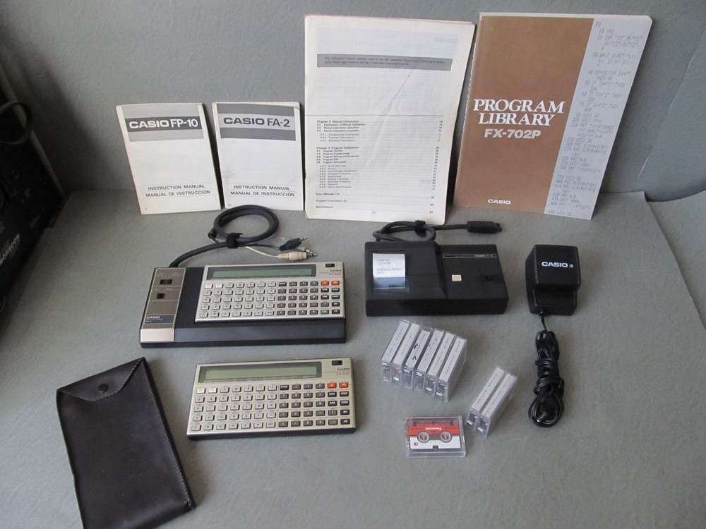 2x Casio FX-702P Programmable Calculator w/FA-2 Cassette Interface & FP-10 Print