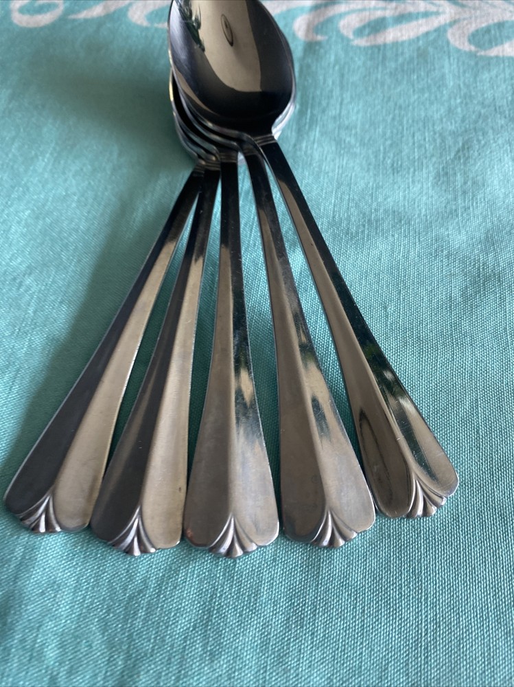 5 Pcs Rogers Co Country Shell Teaspoon Stainless Flatware