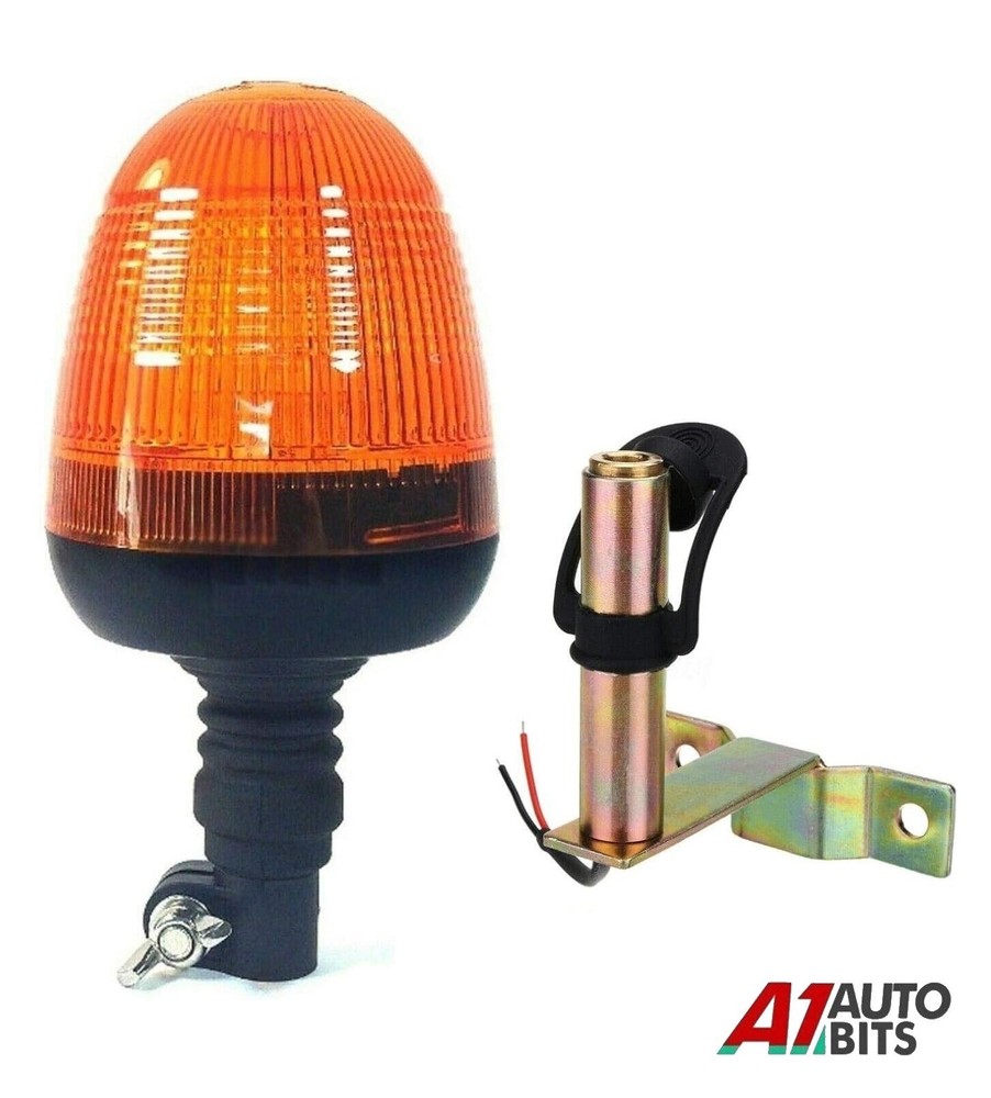 Led Rotating Amber Beacon Flexible Din Pole Spigot Thread Mount Warning Light #C