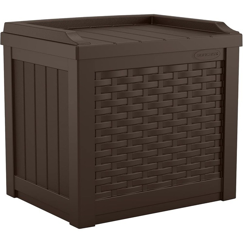 Outdoor Deck Box 22 Gal Java Resin Storage Box Weatherproof Patio Bin Container
