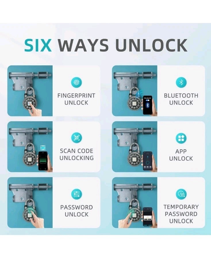 Fingerprint Padlock,Bluetooth Pad Locks with Code, Water Resistant Smart Padlock