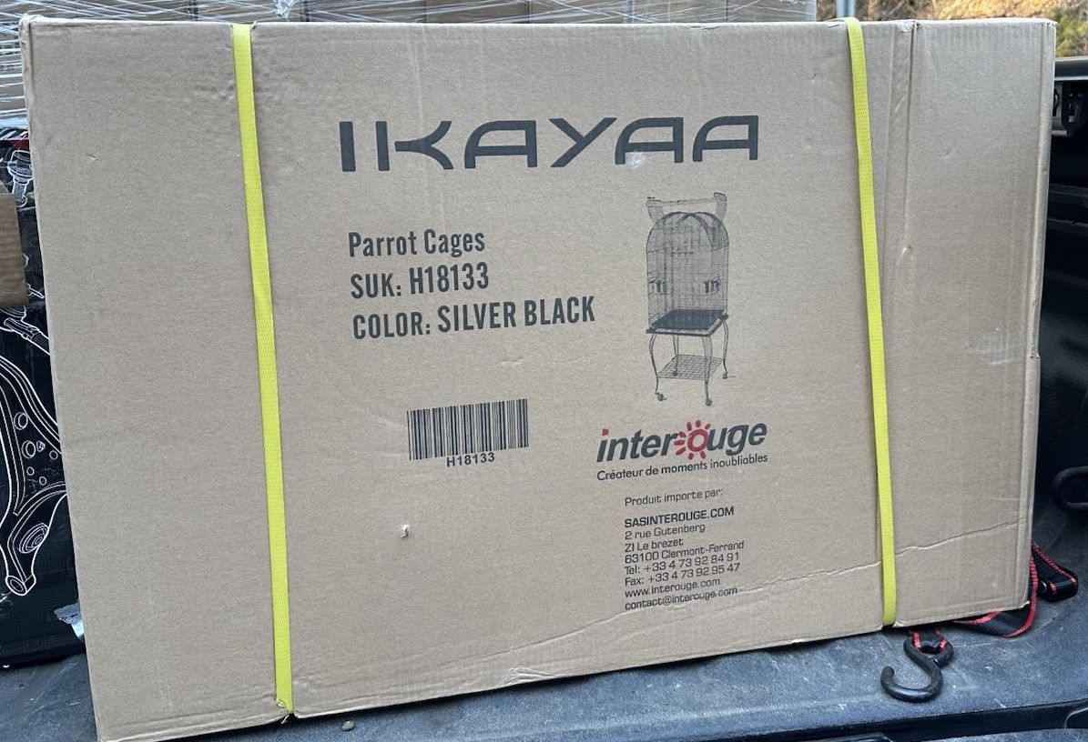 BIRD CAGE Parrot H18133 Dome Top with Stand – Silver Black – New in Box