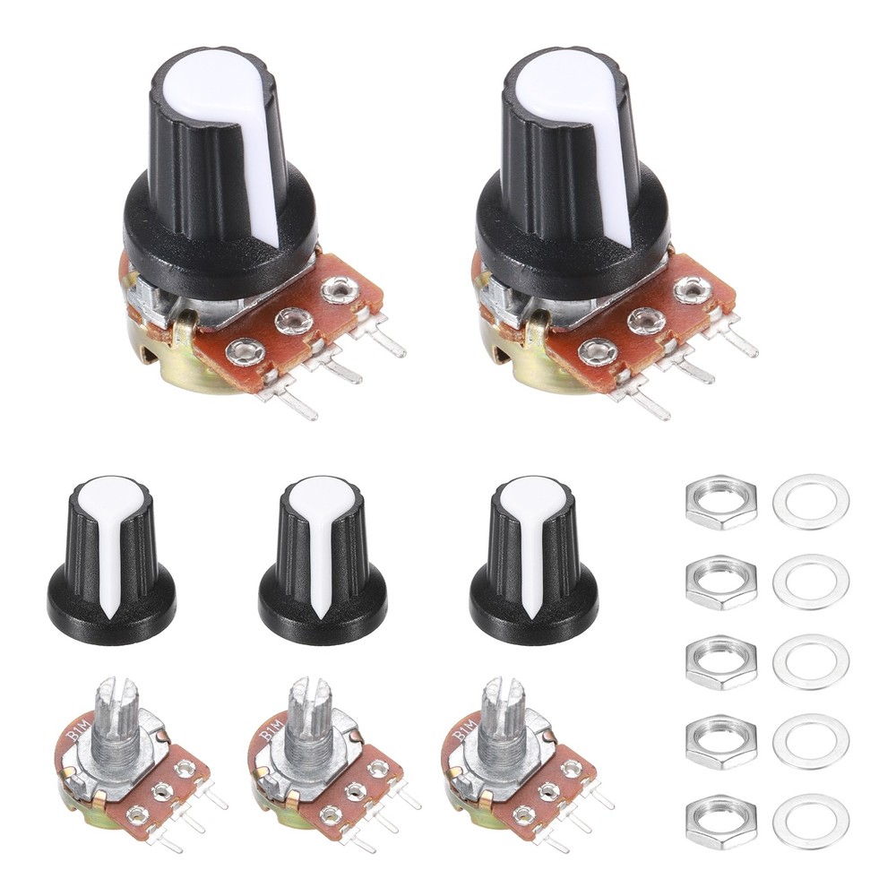 5Pcs WH-148 Potentiometer 3Pins B1M±30% Ohm Variable Resistor with 5 Knobs