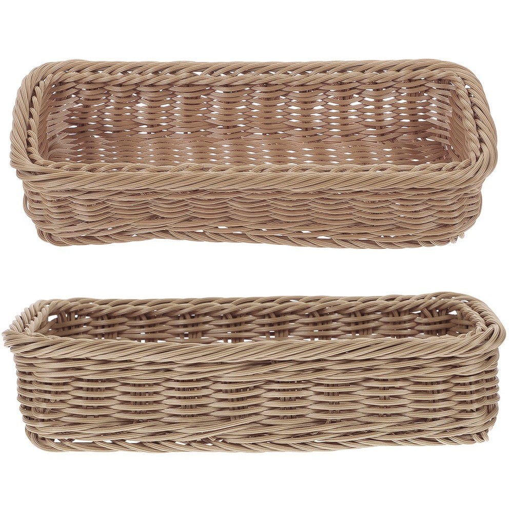 2 Pcs Wicker Basket Small Narrow Woven Storage Baskets Kitchen Box