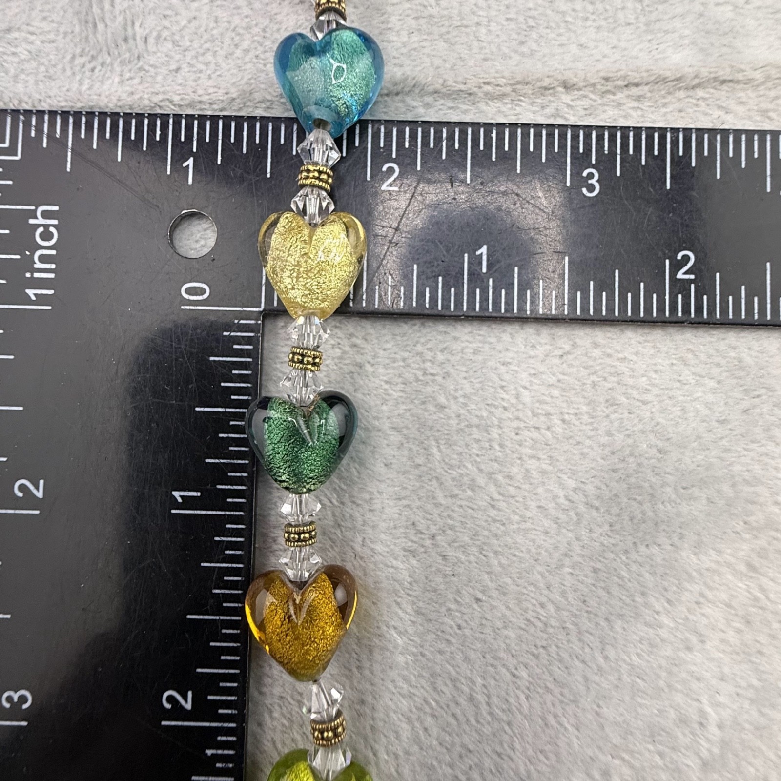 Vintage Lampwork Bracelet Beaded Heart 7”