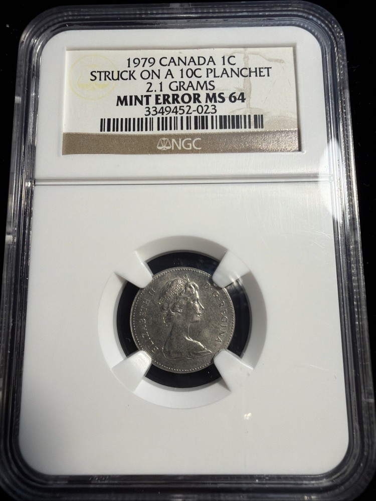 Canada 1979 1 Cent On Dime Planchet NGC MS64