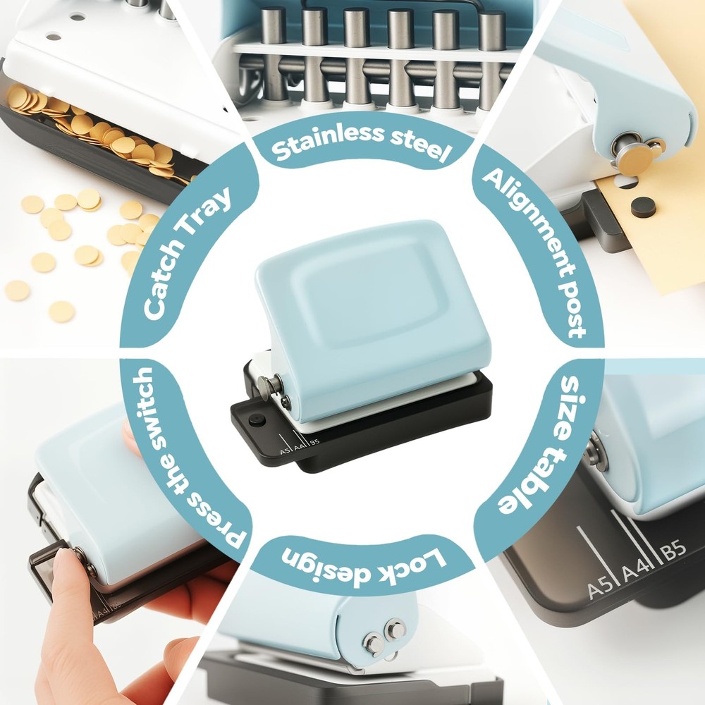 Spiral Binding Machine-Mini 6 Hole Puncher, DIY Creative Book Binder Machine ...