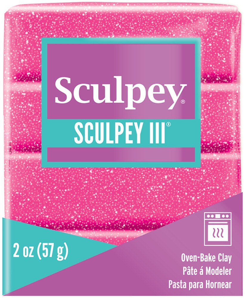 Sculpey III Polymer Clay 2oz Pink Glitter