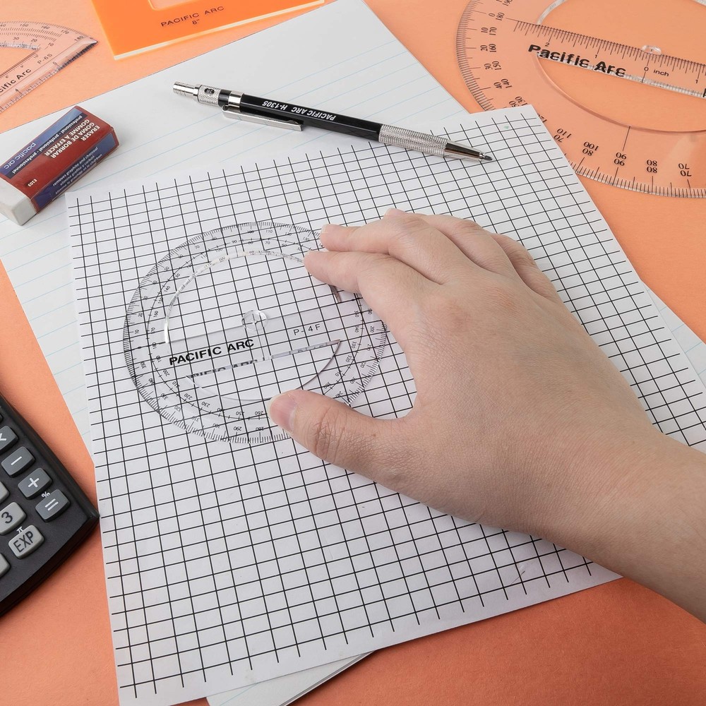 4 Inch 360° Clear Plastic Protractor for Angle Measurements