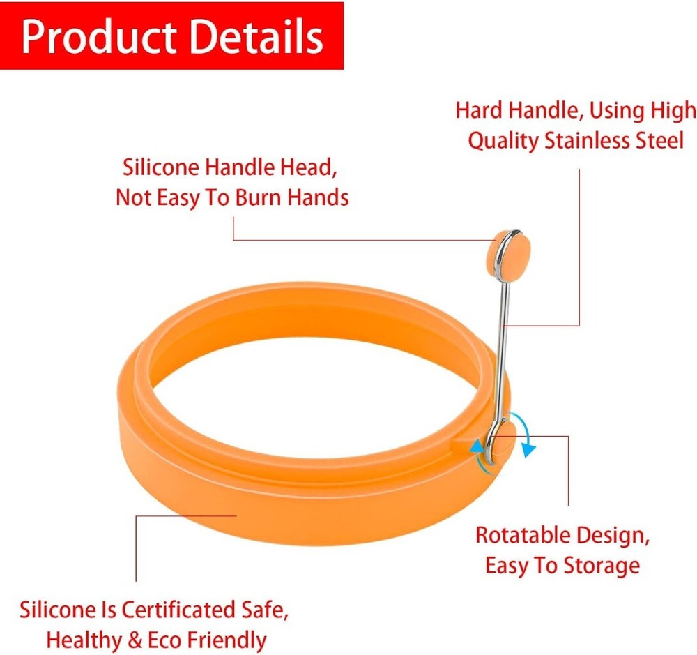 4-8pcs Egg Ring Silicone Round Egg Cooking Rings Non-Stick Frying Egg Maker Mold