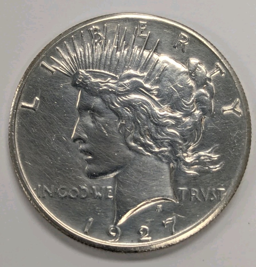 1927- P- PEACE SILVER DOLLAR -CLEANED- T265