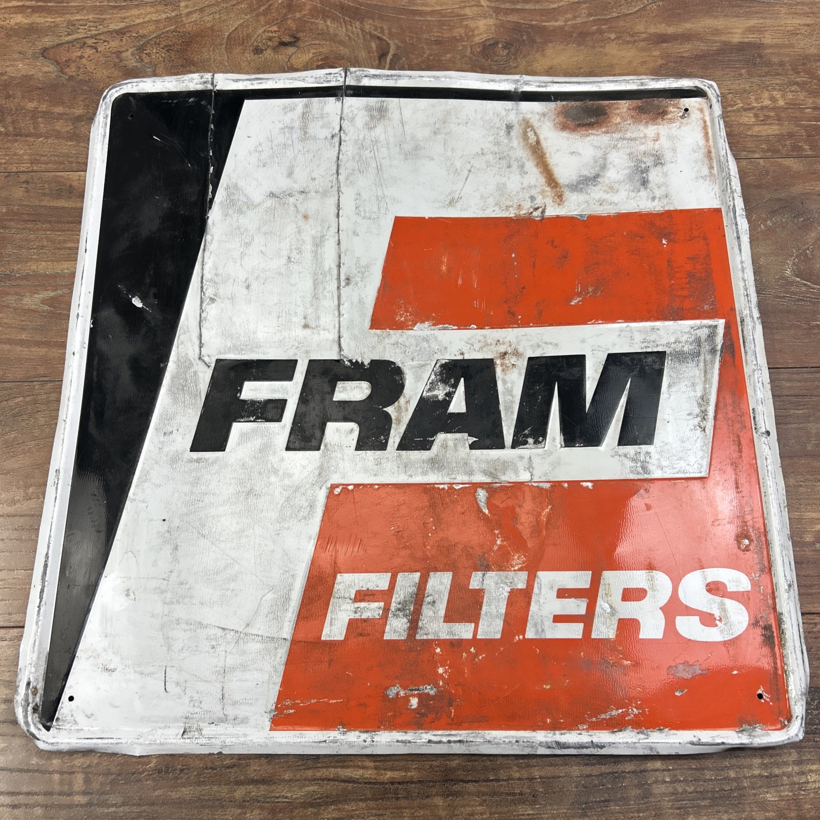 Vintage Original FRAM Filters Tin Sign Oil Fuel Air Garage Station Collectible