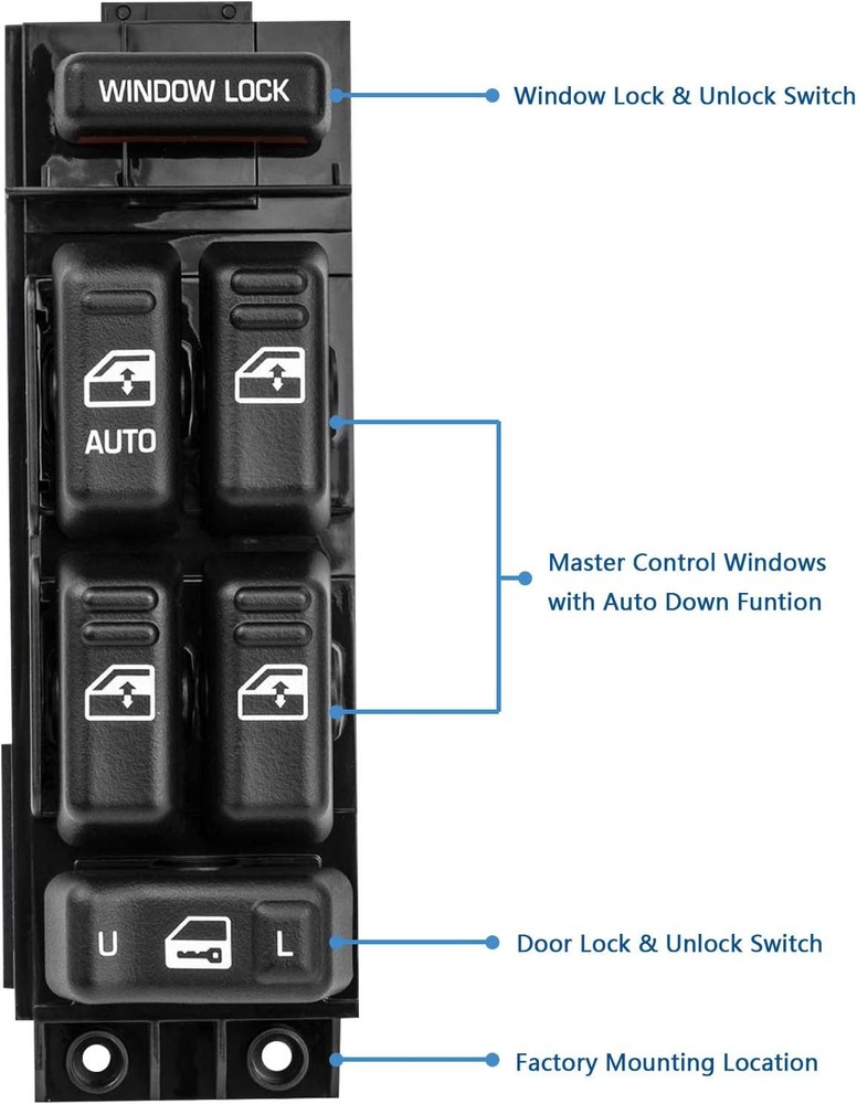 19259961 Power Window Switch Front Driver Side Compatible for 2000-2002 Chevy Si