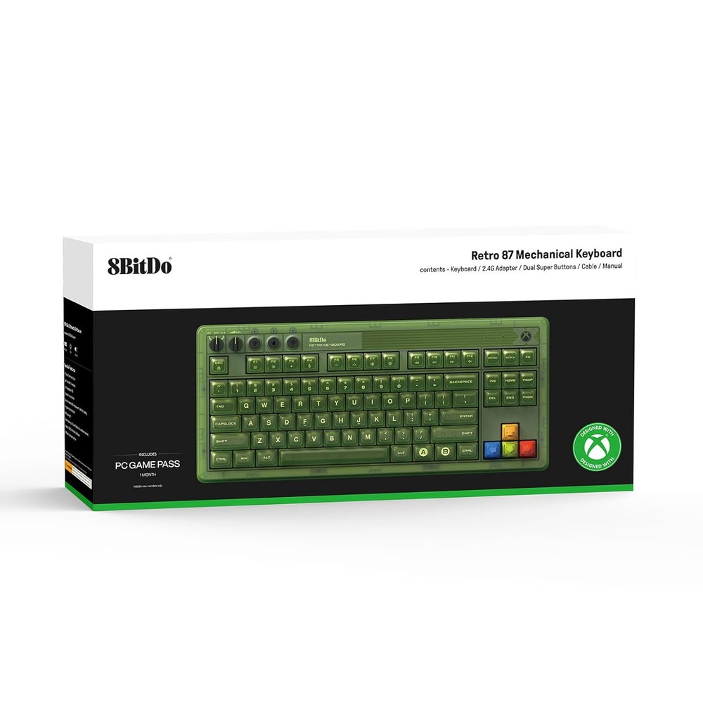 8BitDo Retro 87 Mechanical Gaming Keyboard for Windows & Android - Xbox Edition