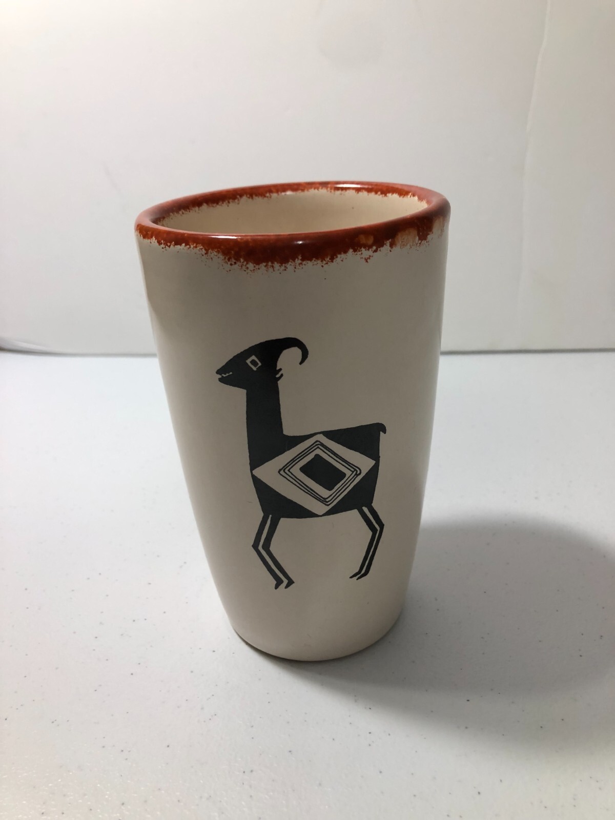 Kay Mallek Original Tuscon Arizona Tumber Goat Pottery Glass Cup