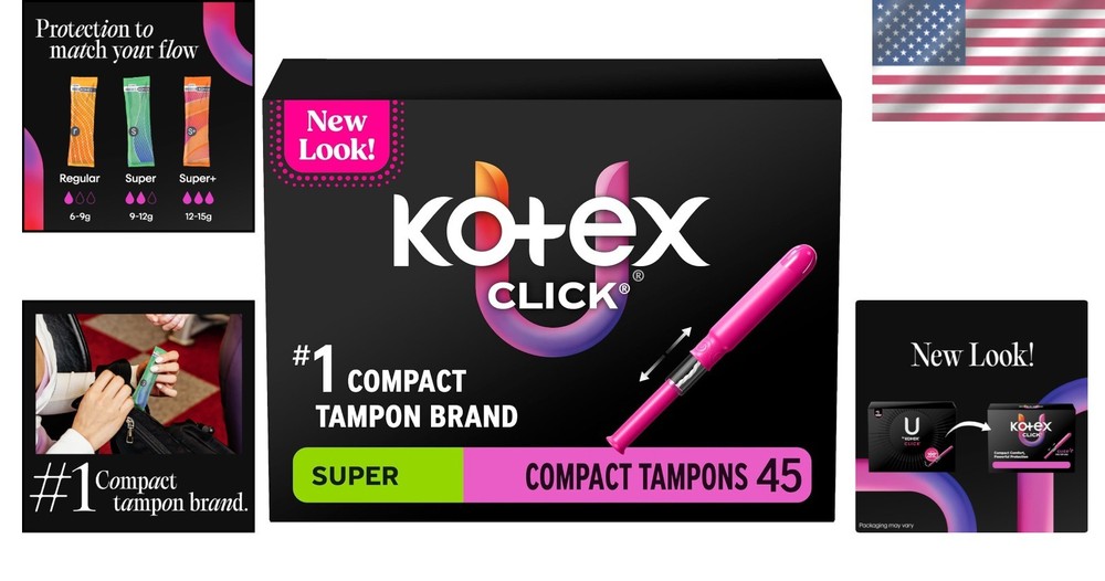 45 Count U by Click Tampons - Compact, Gynecologist-Tested, Super Absorbent